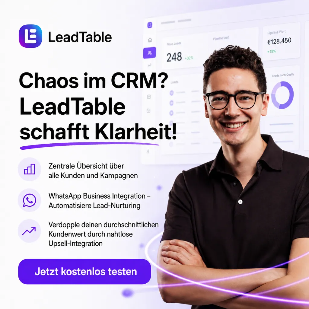 Creative für LeadTable: „Chaos im CRM? LeadTable schafft Klarheit“