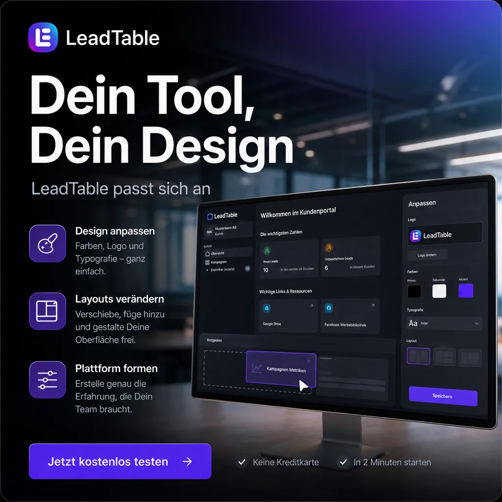 Creative für LeadTable: „Dein Tool, Dein Design“