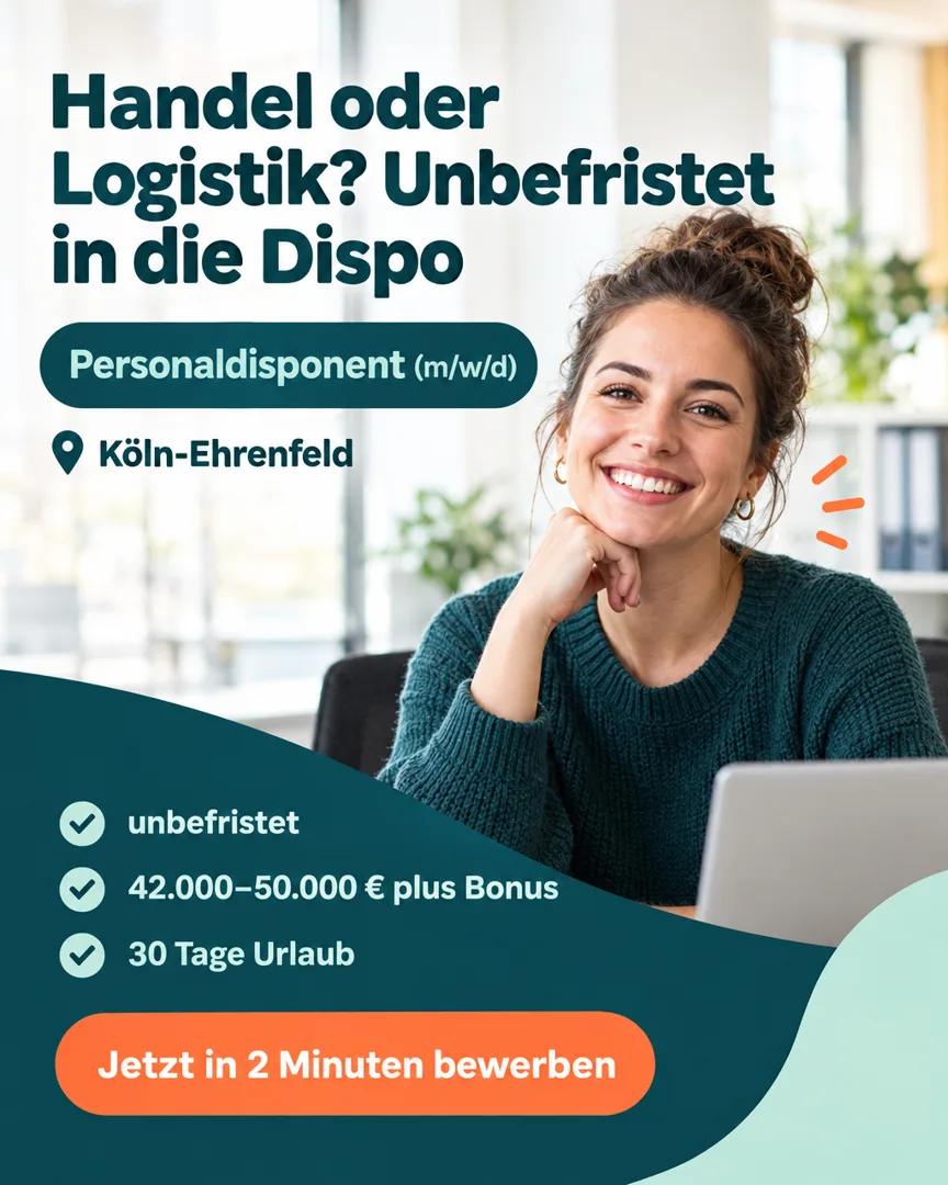 Recruiting-Creative für Rheinfeld Personal: „Handel oder Logistik? Unbefristet in die Dispo“